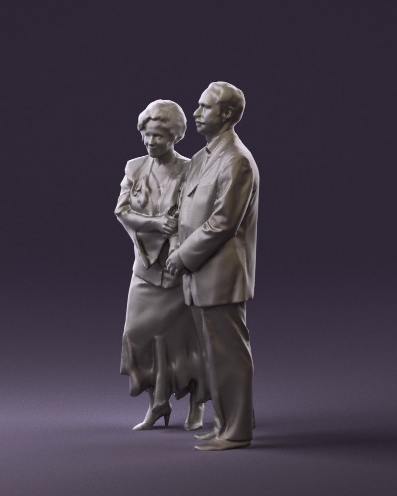 Mustacheman with woman in redbrown dress 0851 3D model_21