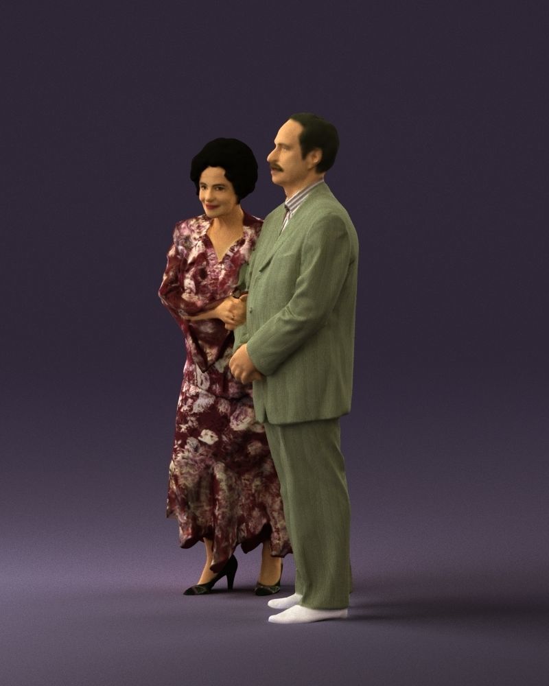 Mustacheman with woman in redbrown dress 0851 3D model_9