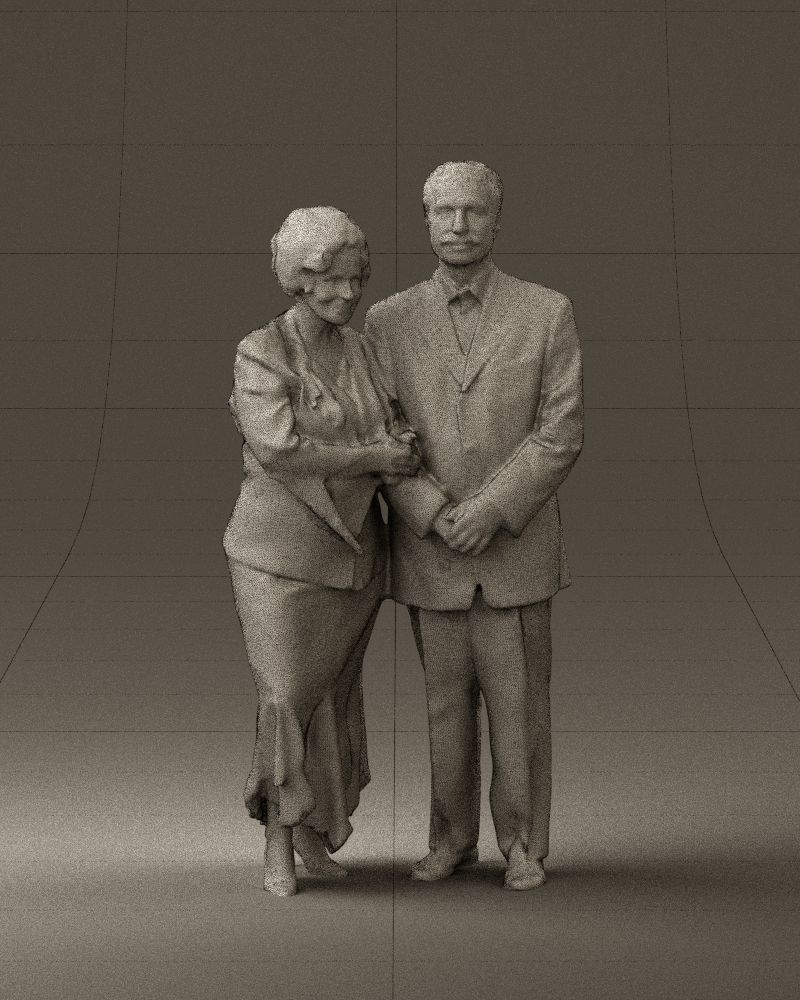 Mustacheman with woman in redbrown dress 0851 3D model_25