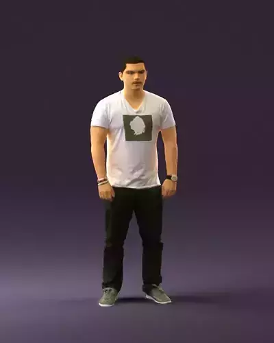 Serious big guy staying straight 0850