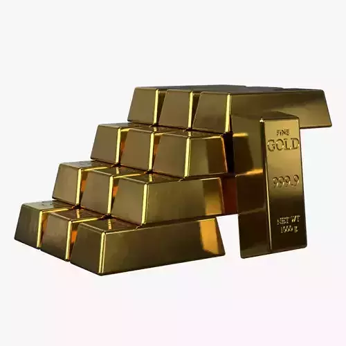 Gold bar model High Poly 3D