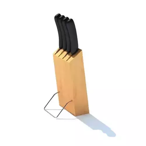 Wooden Knife Block With Knife Set