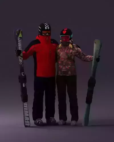 Skiers man and woman 0858