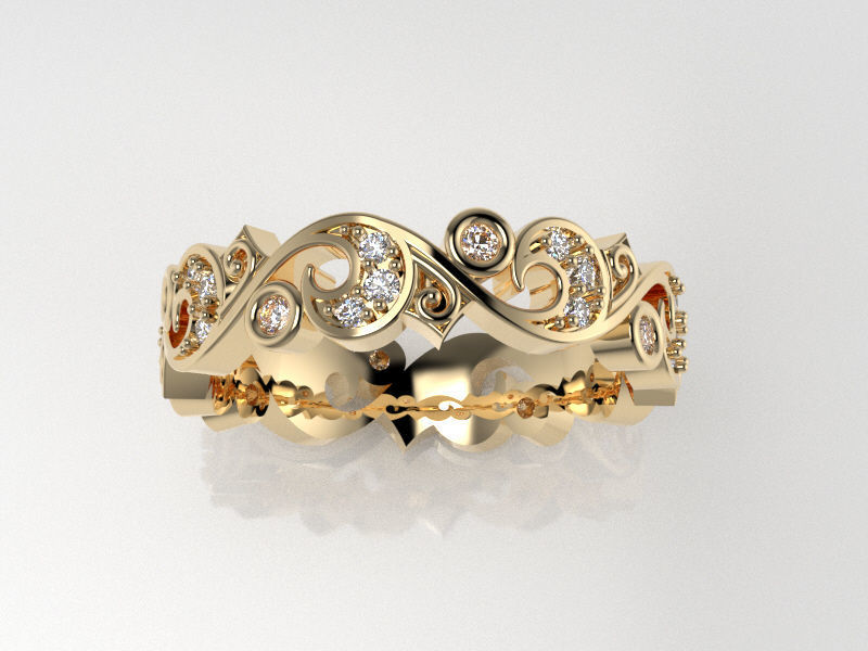 The wedding ring scroll work design  Free 3D print model_6