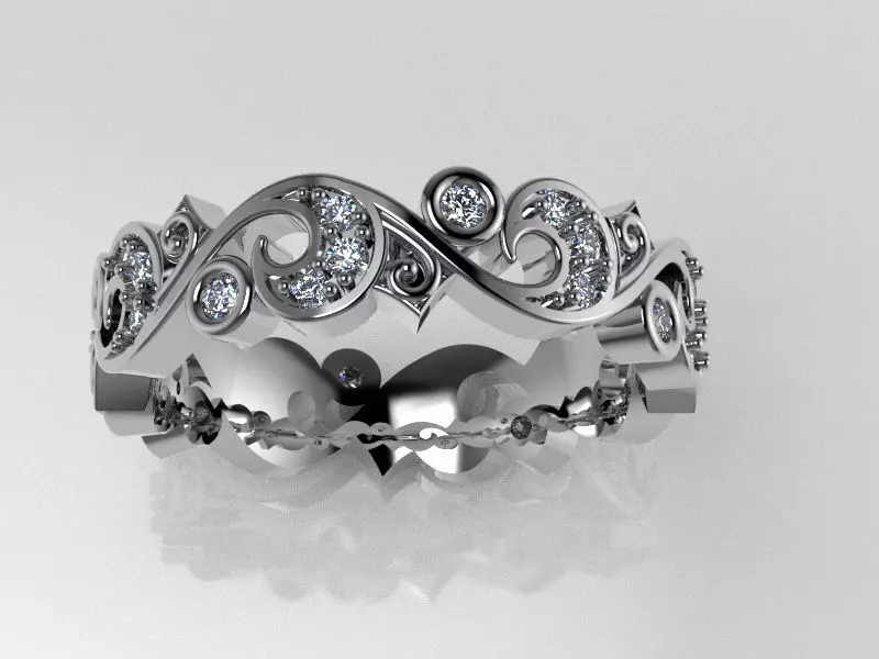 The wedding ring scroll work design  Free 3D print model_0