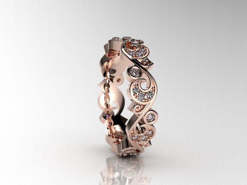 The wedding ring scroll work design  Free 3D print model_3