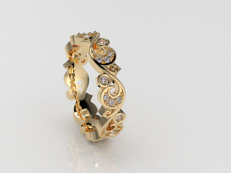 The wedding ring scroll work design  Free 3D print model_7