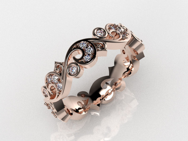 The wedding ring scroll work design  Free 3D print model_5