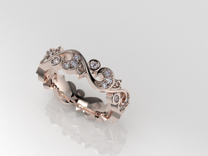 The wedding ring scroll work design  Free 3D print model_4