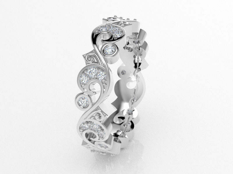 The wedding ring scroll work design  Free 3D print model_1