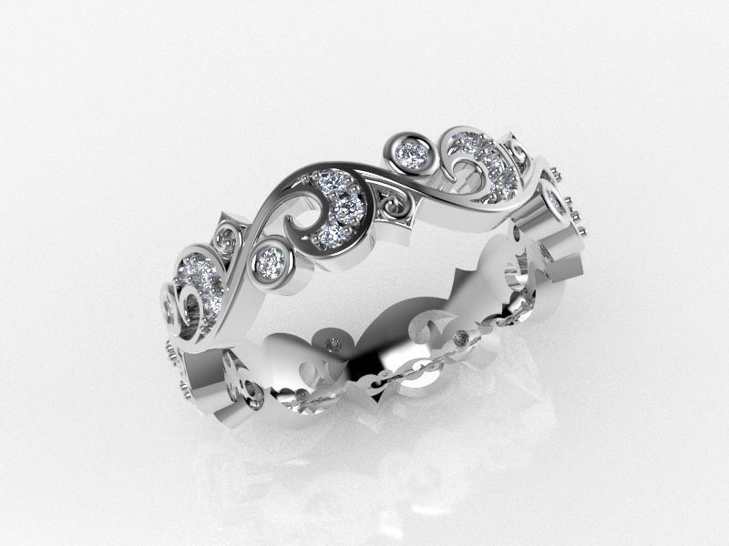 The wedding ring scroll work design  Free 3D print model_2