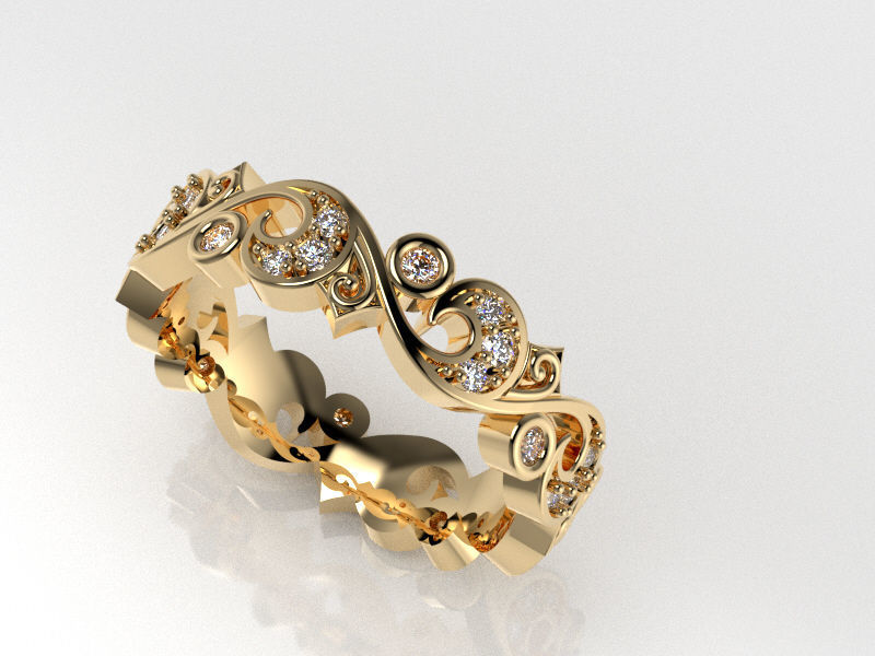 The wedding ring scroll work design  Free 3D print model_8