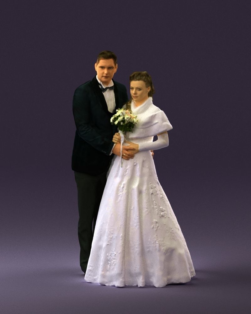 Wedding couple with flowers 0859 3D model_11