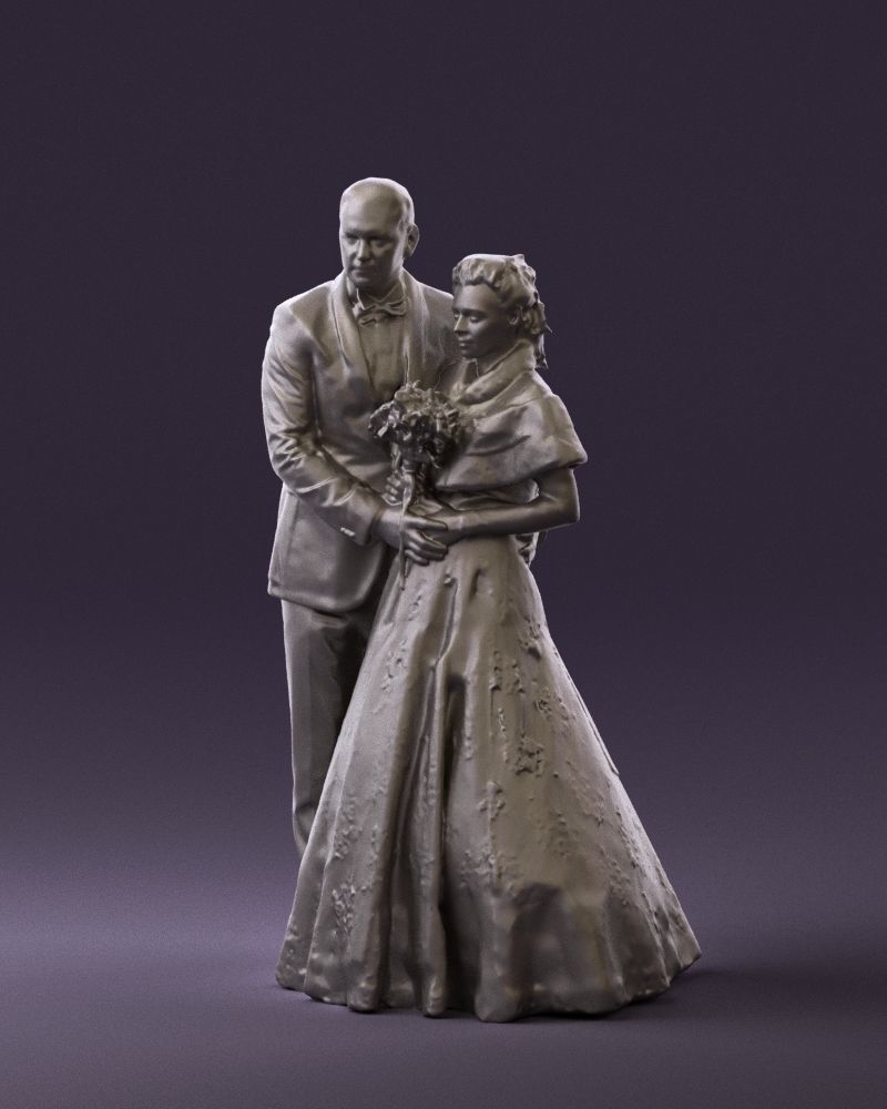 Wedding couple with flowers 0859 3D model_22