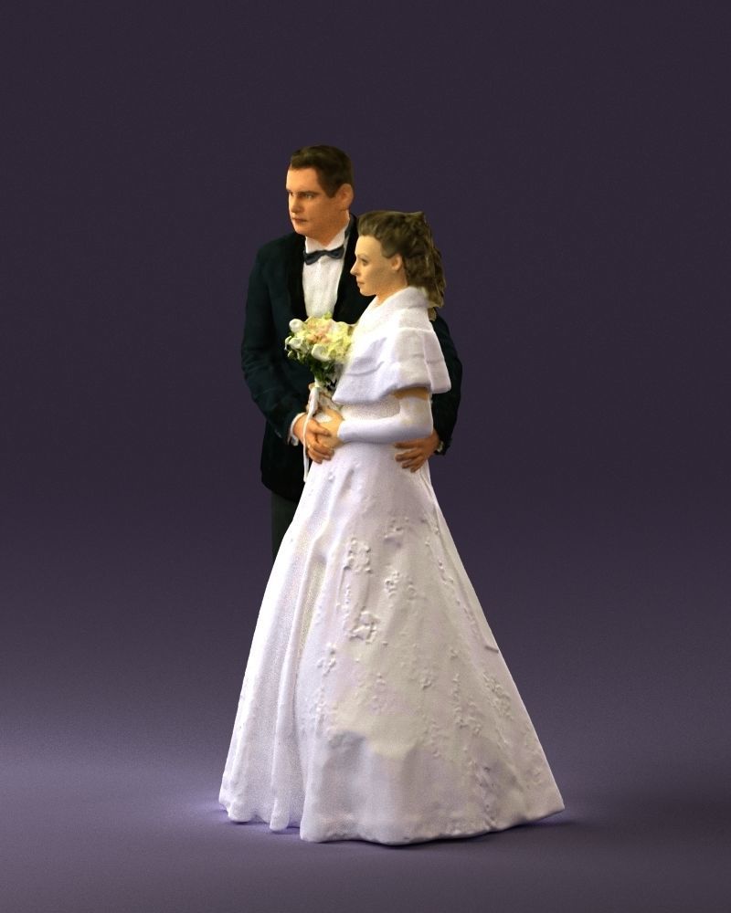 Wedding couple with flowers 0859 3D model_9