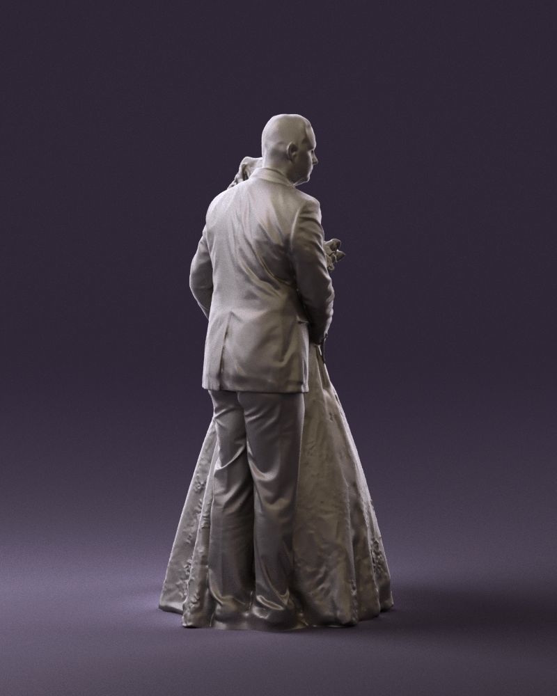 Wedding couple with flowers 0859 3D model_16