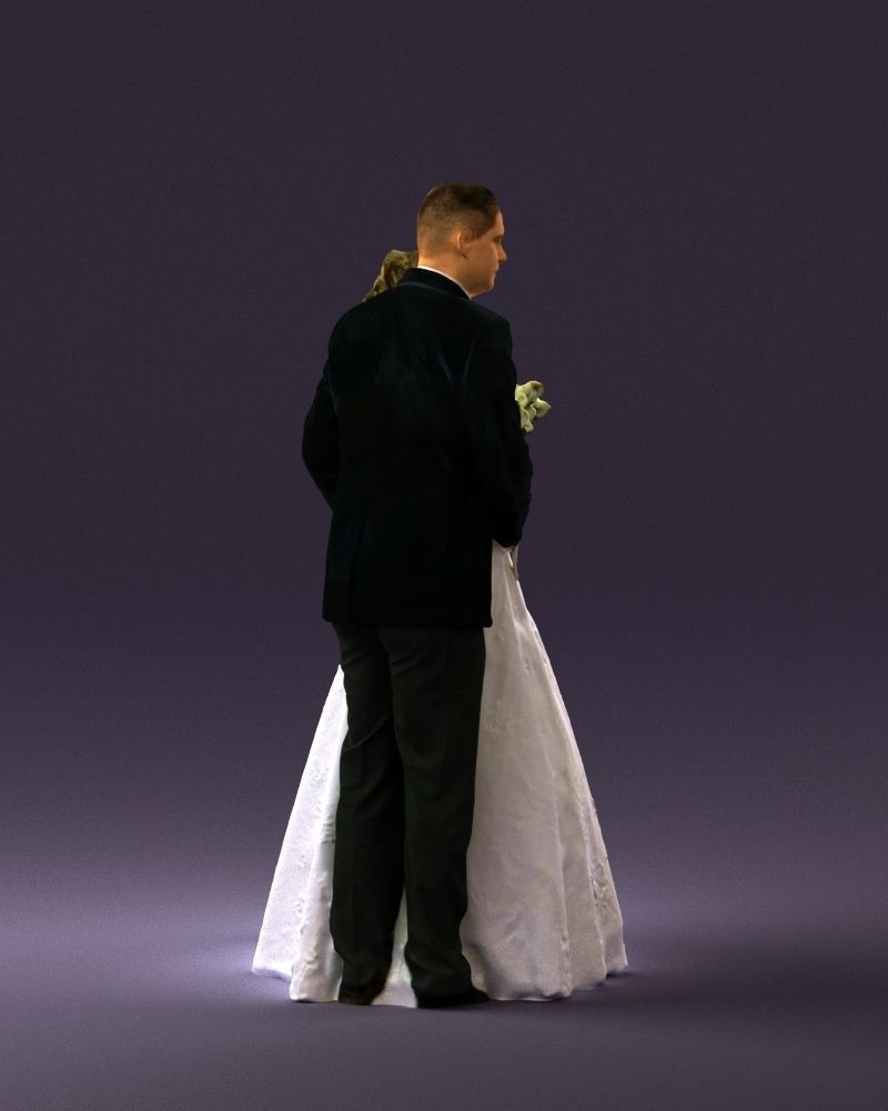 Wedding couple with flowers 0859 3D model_4