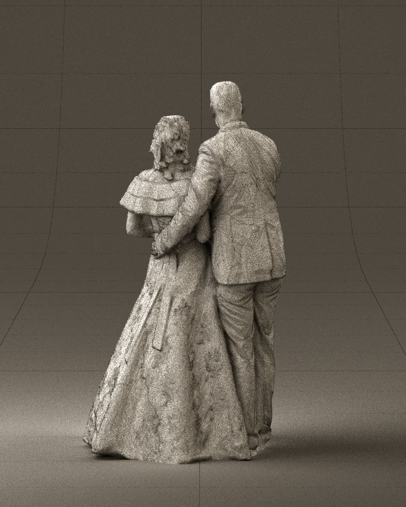 Wedding couple with flowers 0859 3D model_30