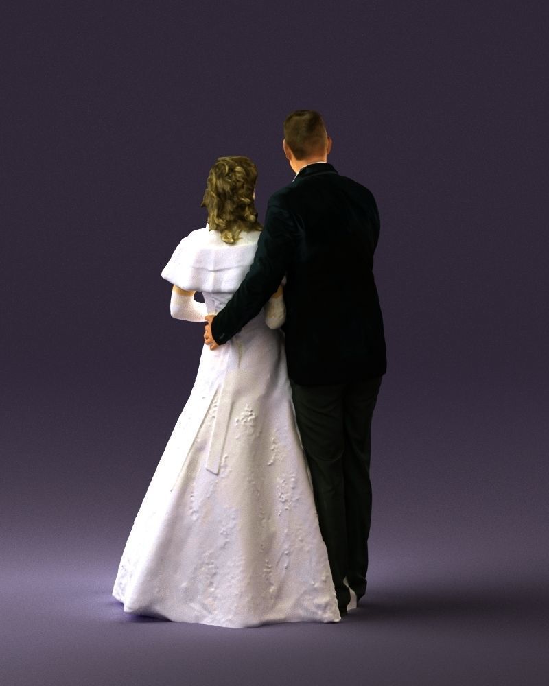 Wedding couple with flowers 0859 3D model_6