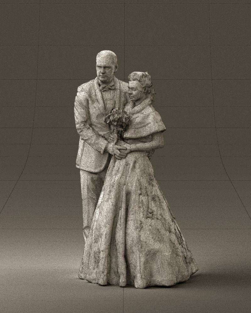Wedding couple with flowers 0859 3D model_34