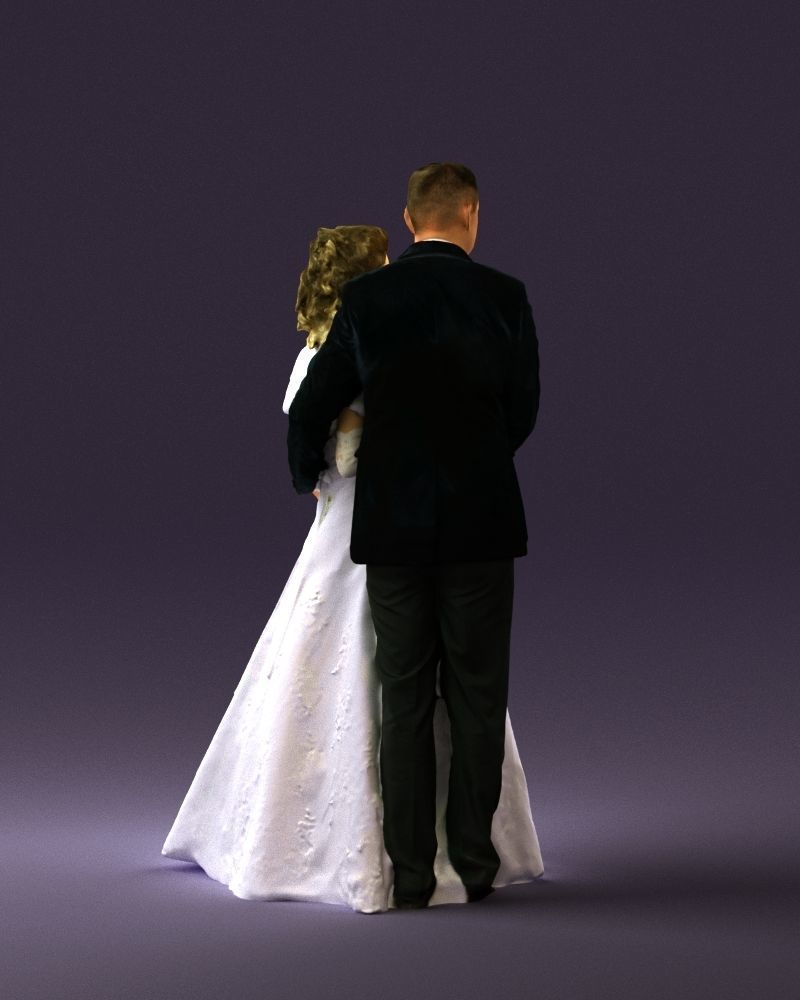 Wedding couple with flowers 0859 3D model_5