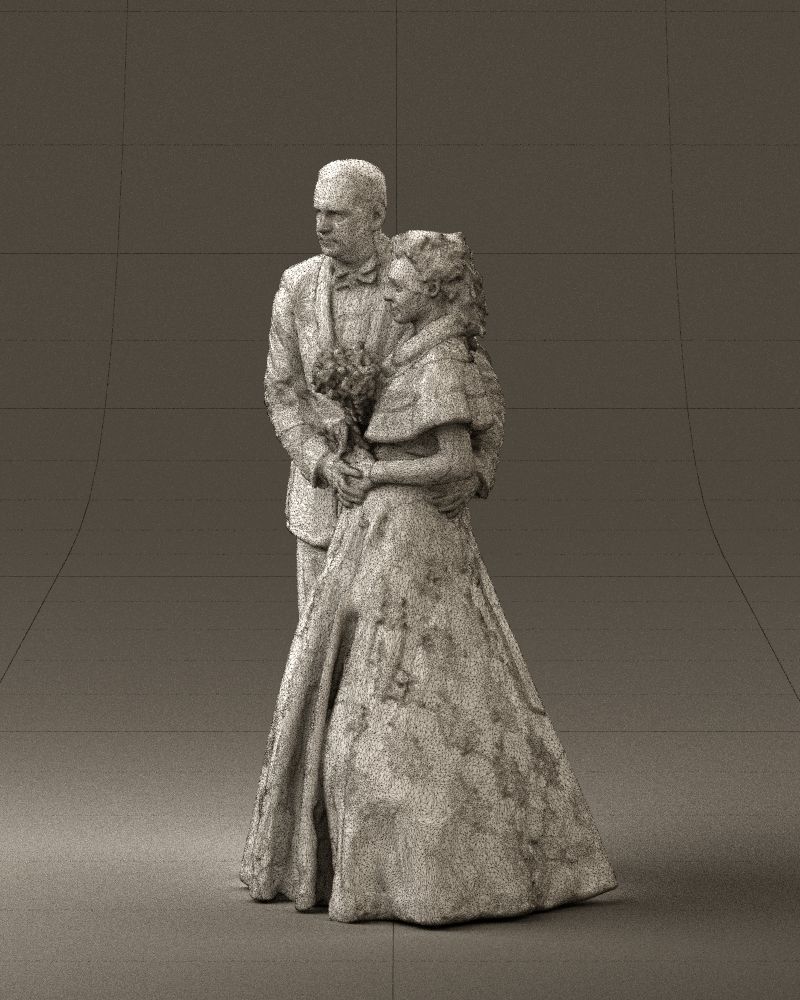 Wedding couple with flowers 0859 3D model_33