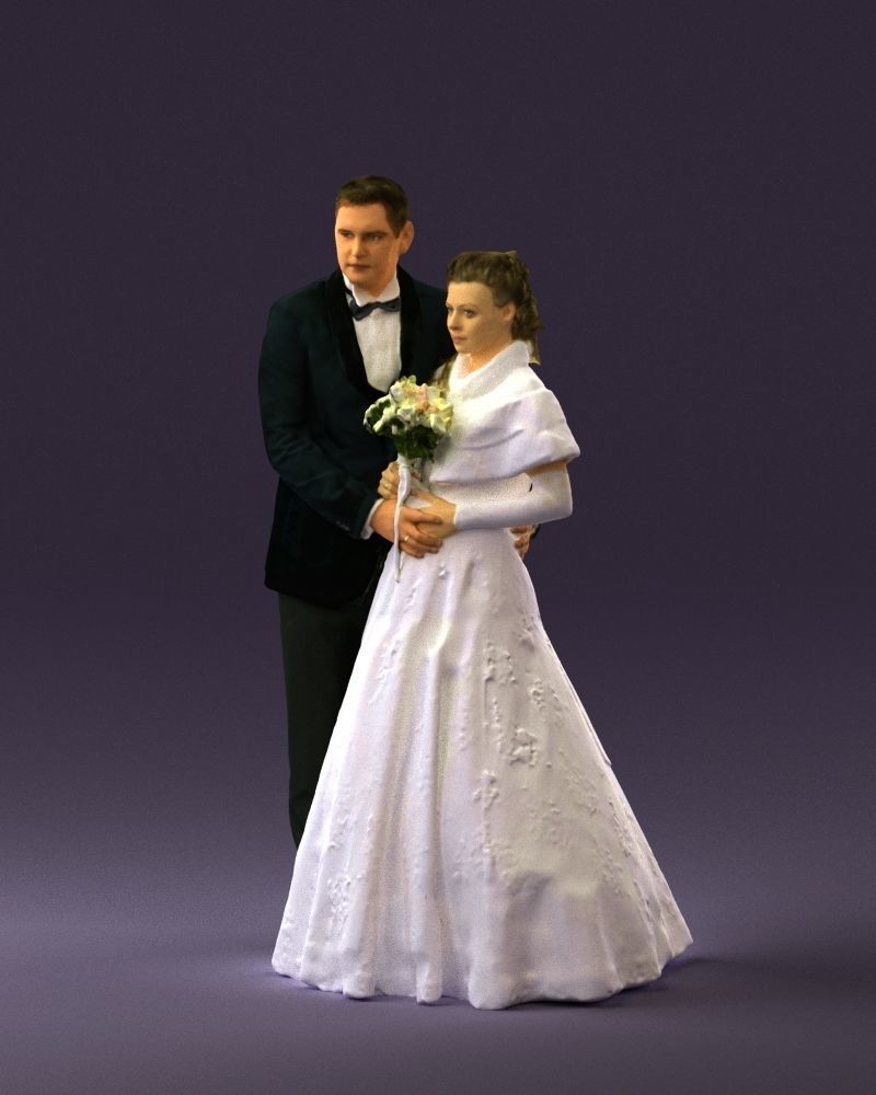 Wedding couple with flowers 0859 3D model_10