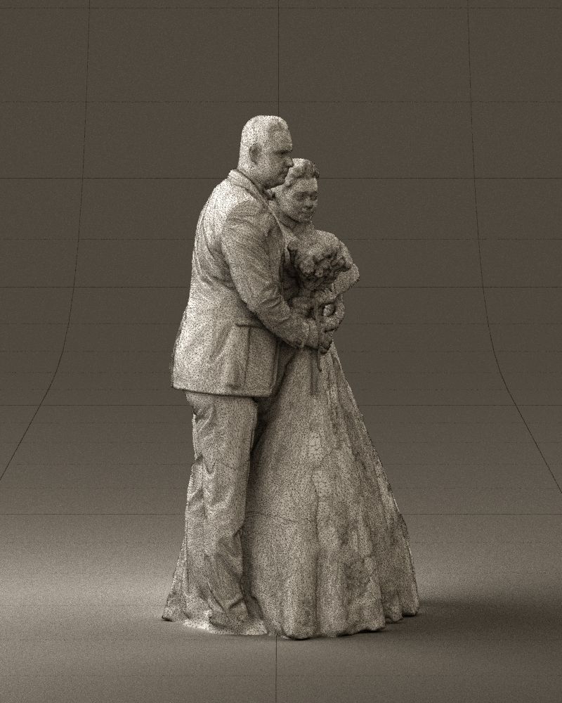 Wedding couple with flowers 0859 3D model_27
