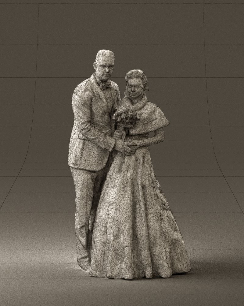 Wedding couple with flowers 0859 3D model_25