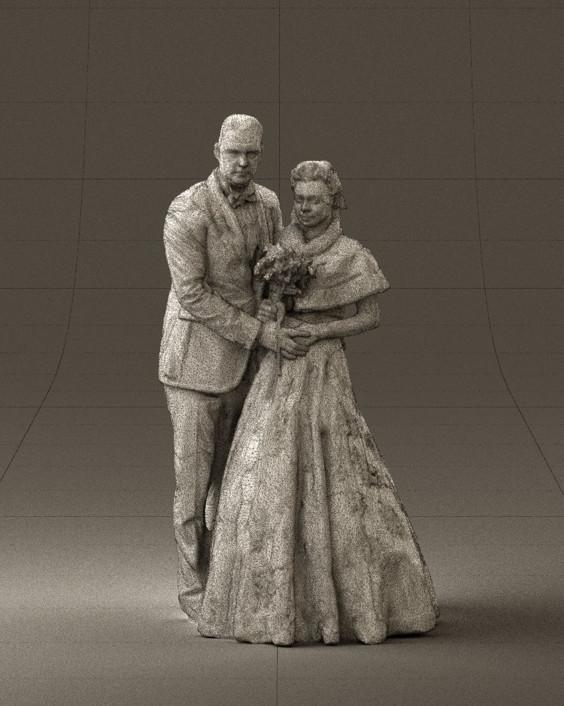 Wedding couple with flowers 0859 3D model_24