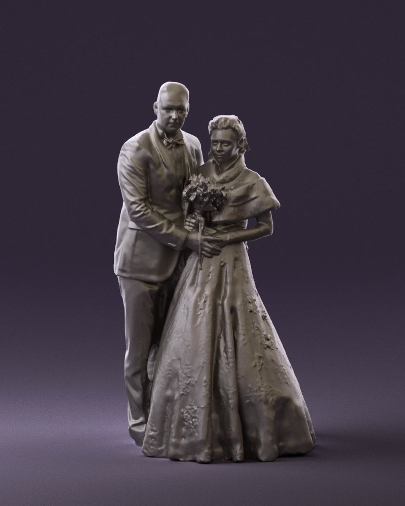 Wedding couple with flowers 0859 3D model_12