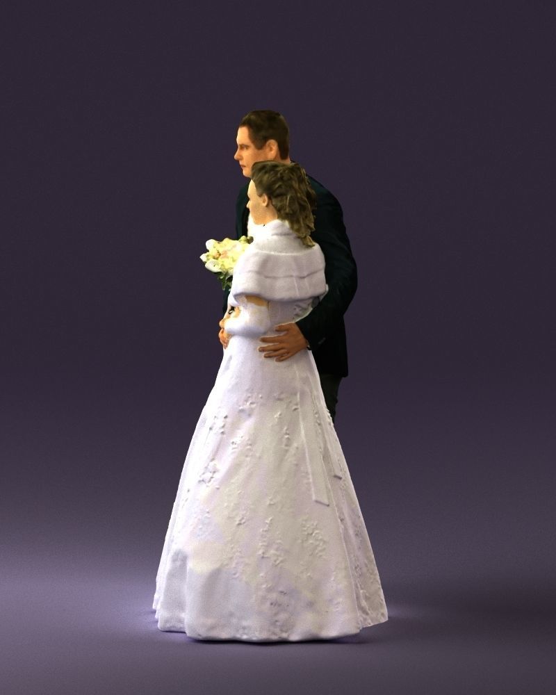 Wedding couple with flowers 0859 3D model_8
