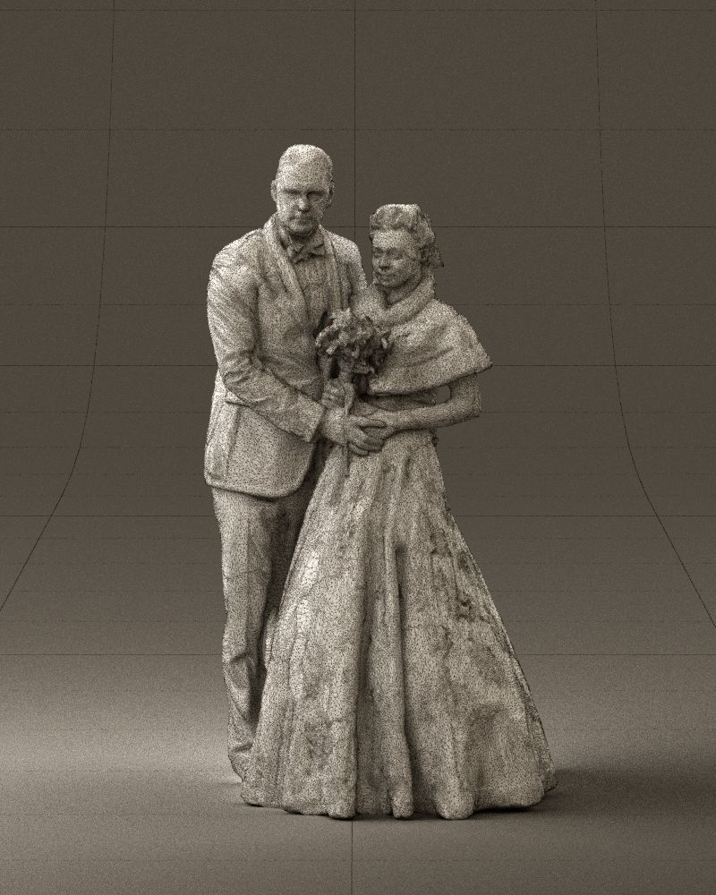 Wedding couple with flowers 0859 3D model_35