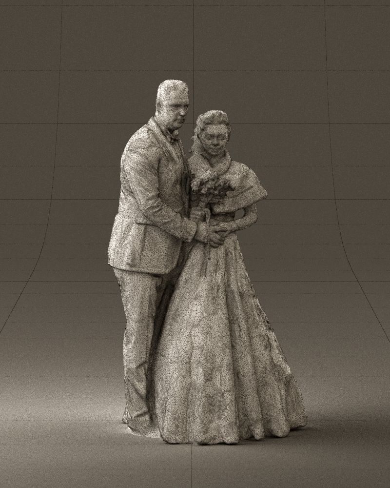 Wedding couple with flowers 0859 3D model_26