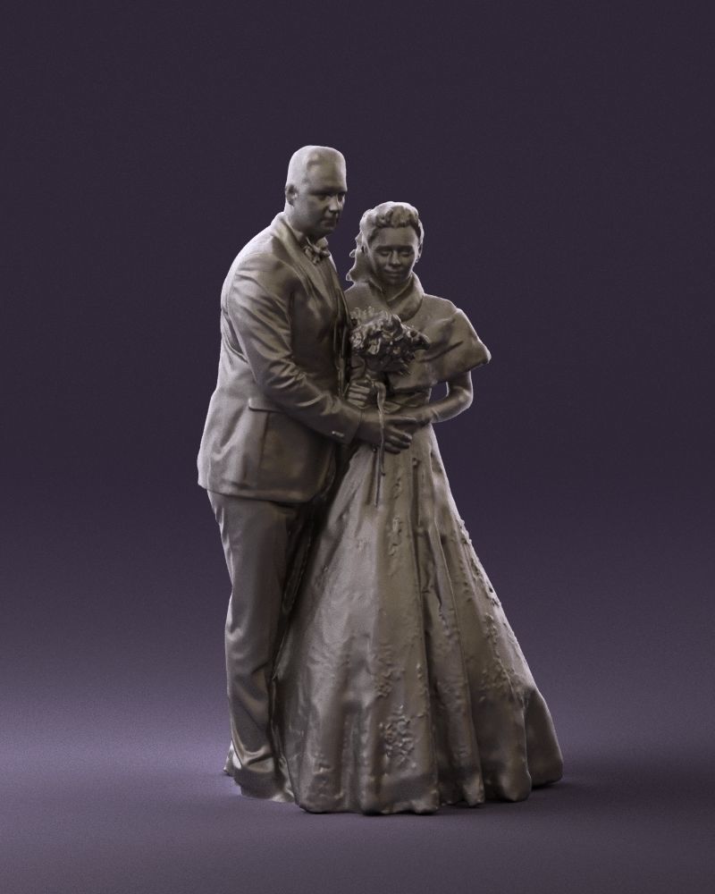 Wedding couple with flowers 0859 3D model_14