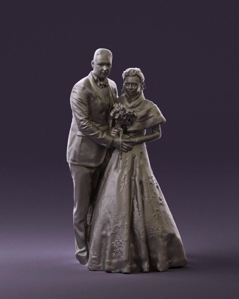 Wedding couple with flowers 0859 3D model_13