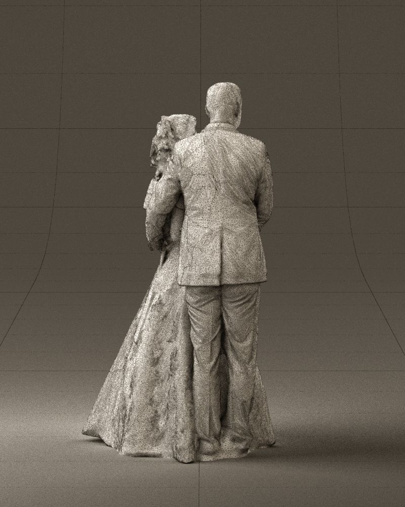 Wedding couple with flowers 0859 3D model_29