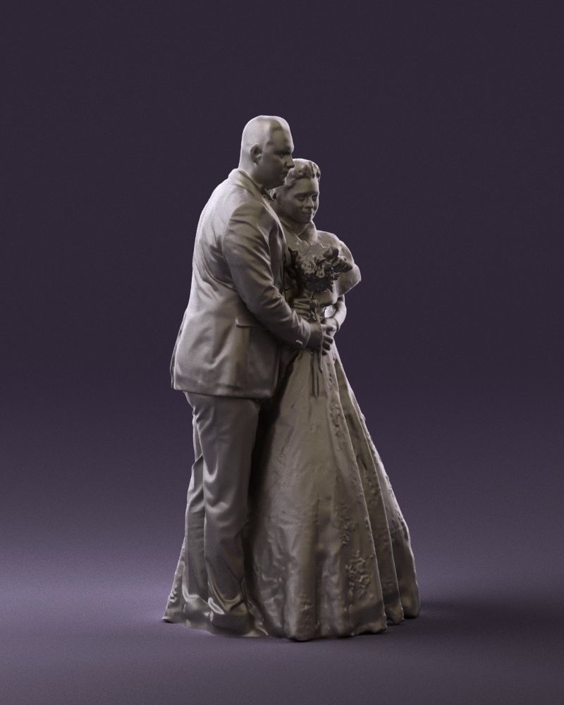 Wedding couple with flowers 0859 3D model_15