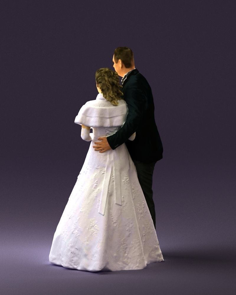 Wedding couple with flowers 0859 3D model_7