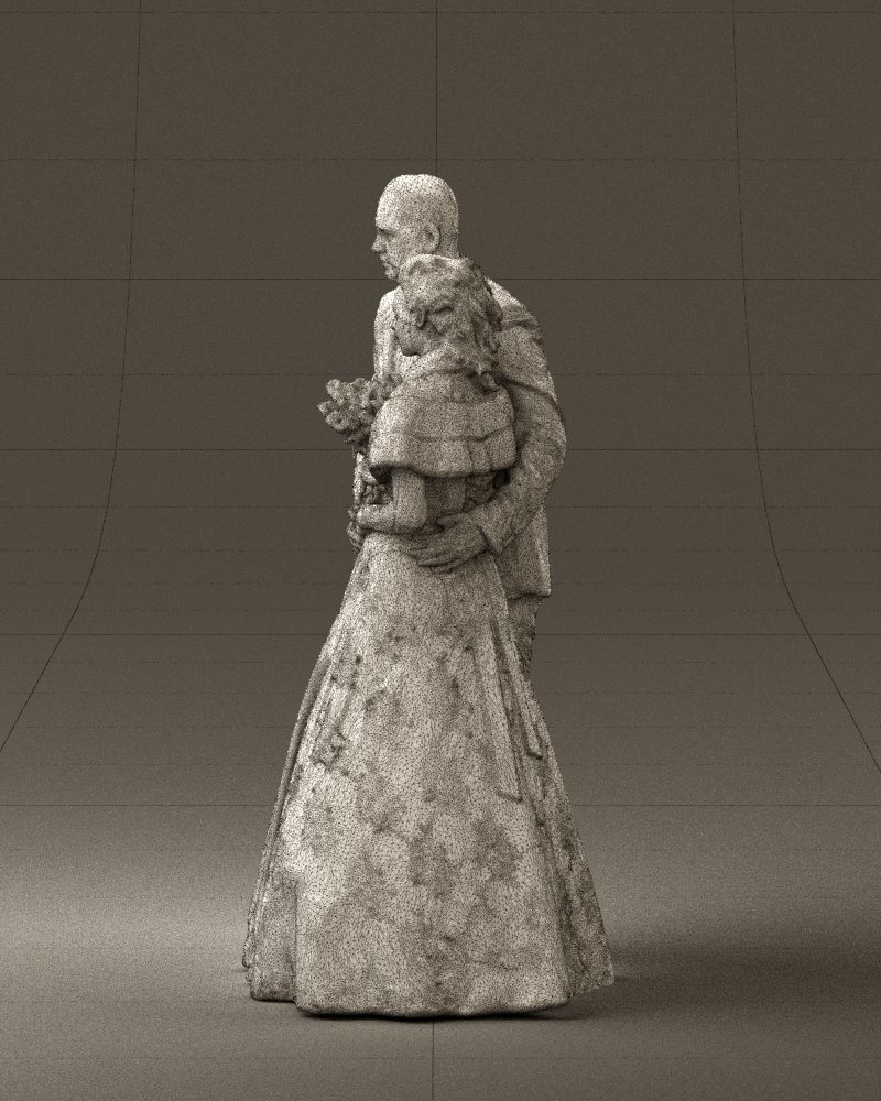 Wedding couple with flowers 0859 3D model_32