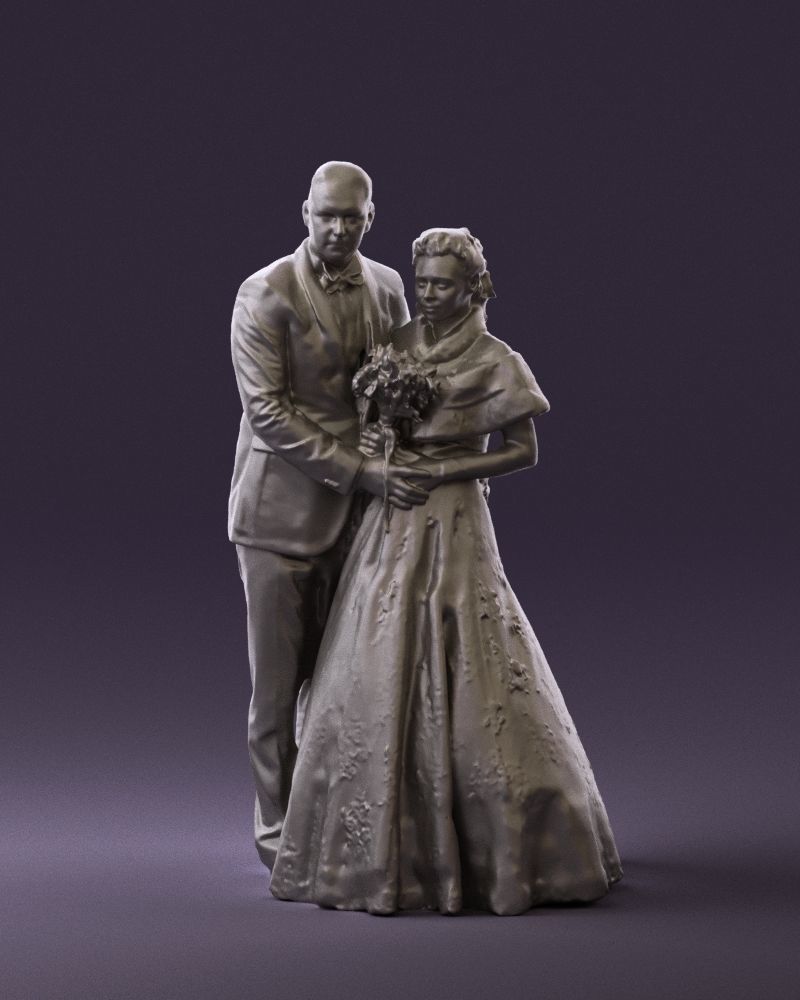 Wedding couple with flowers 0859 3D model_23