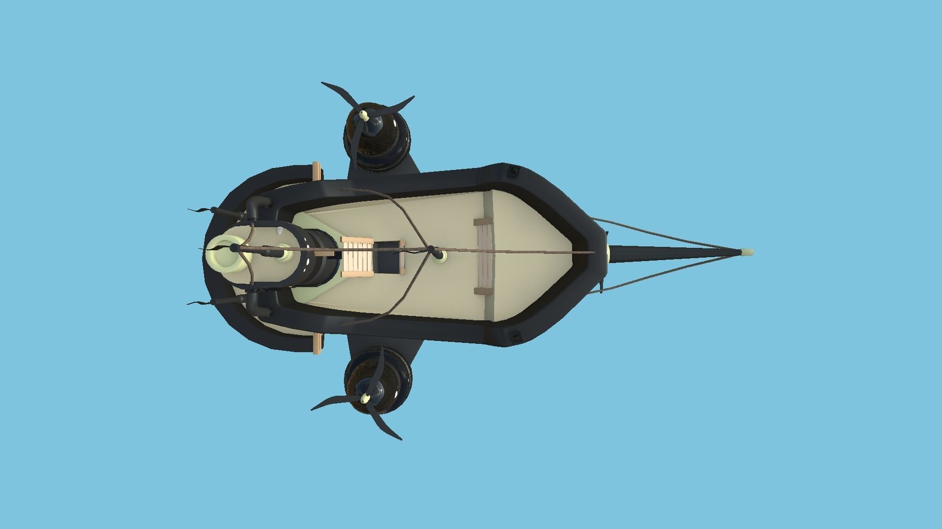 Cartoon Airship 02 - Black Pirate - Low Poly Ship Low-poly 3D model_3