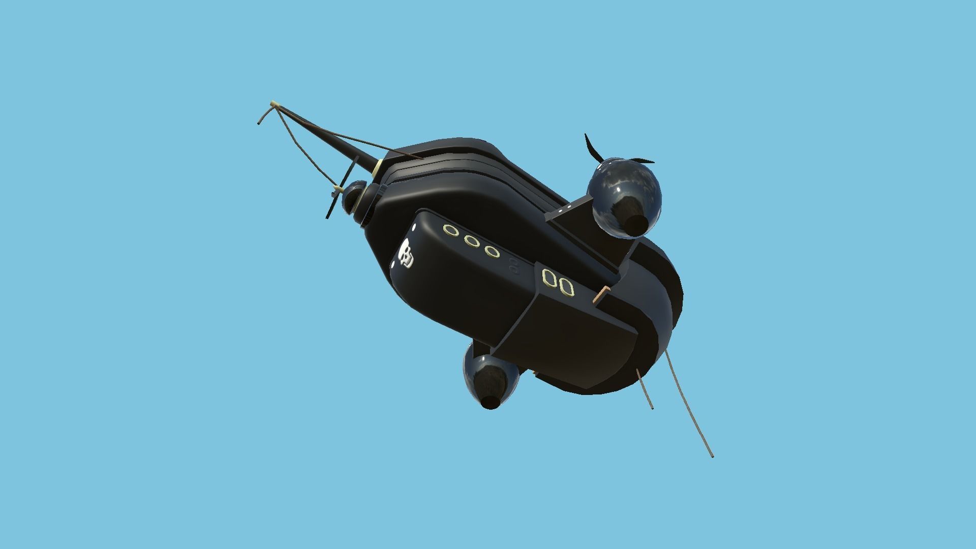 Cartoon Airship 02 - Black Pirate - Low Poly Ship Low-poly 3D model_4