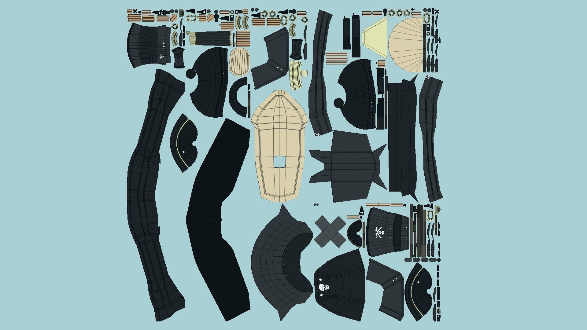 Cartoon Airship 02 - Black Pirate - Low Poly Ship Low-poly 3D model_7