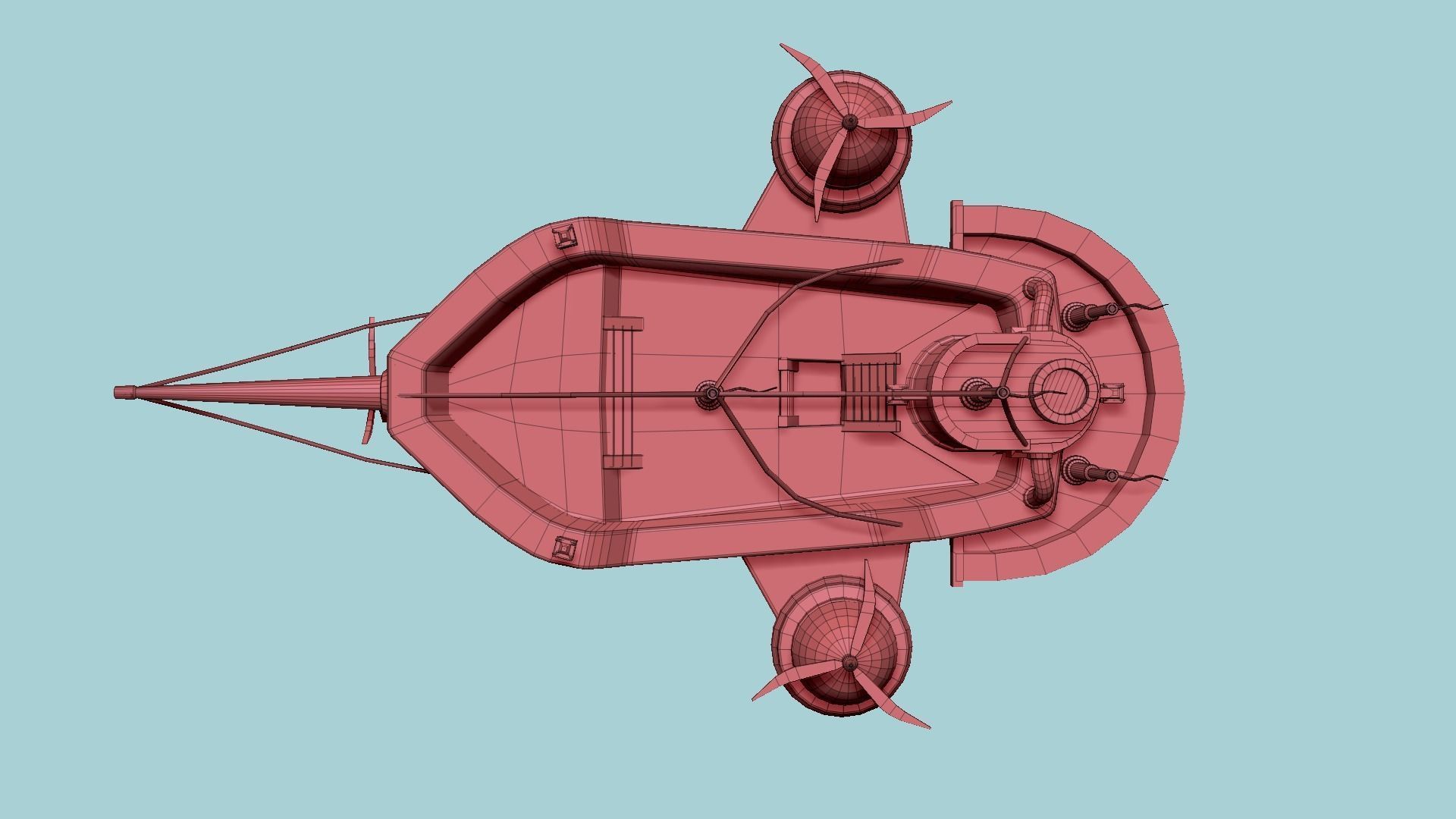 Cartoon Airship 02 - Black Pirate - Low Poly Ship Low-poly 3D model_20