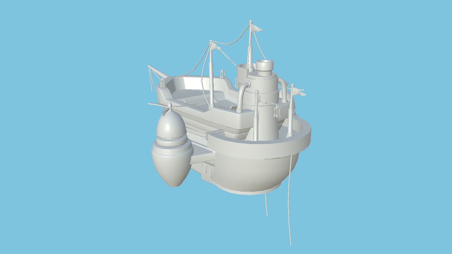 Cartoon Airship 02 - Black Pirate - Low Poly Ship Low-poly 3D model_12