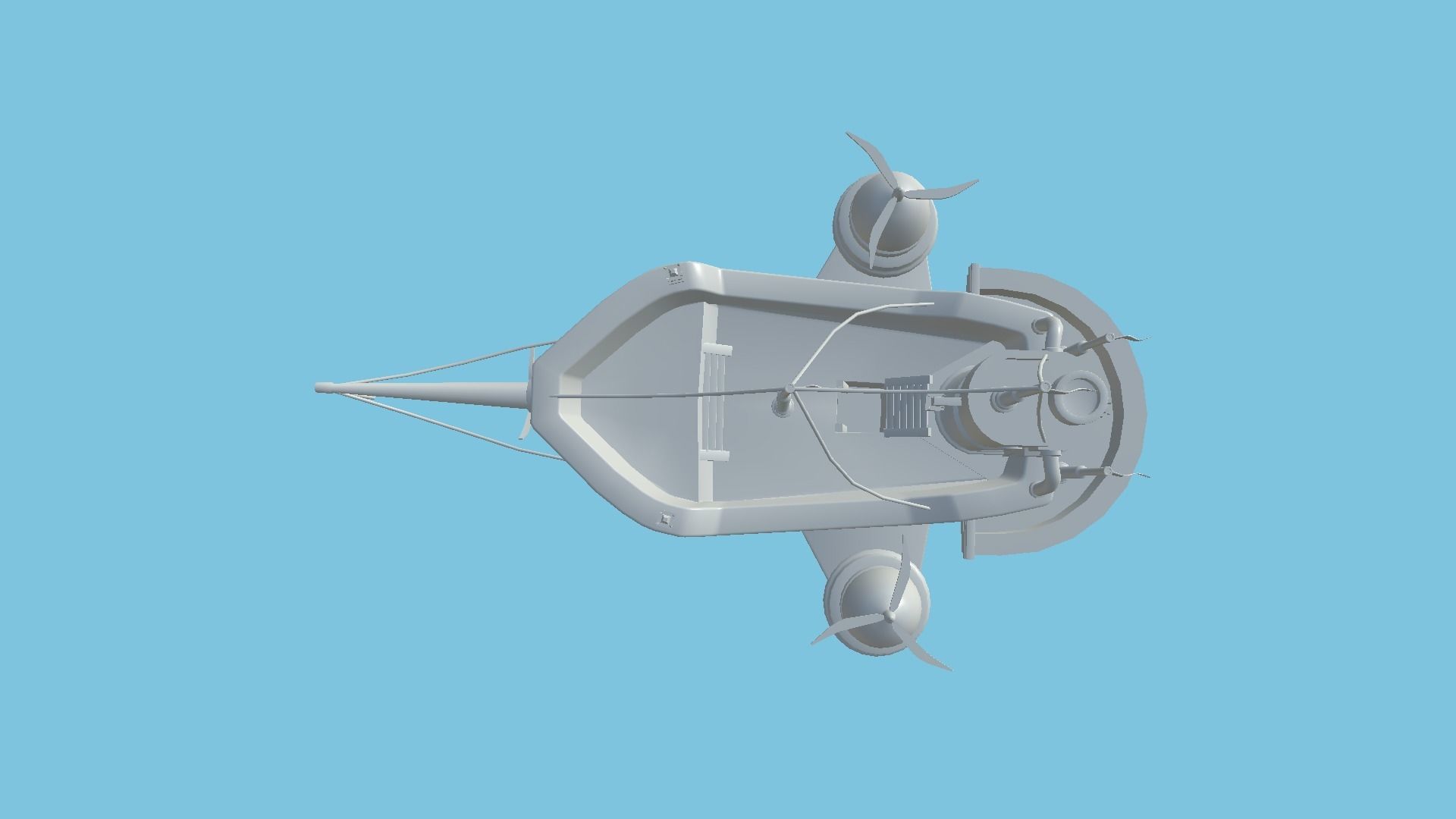 Cartoon Airship 02 - Black Pirate - Low Poly Ship Low-poly 3D model_11
