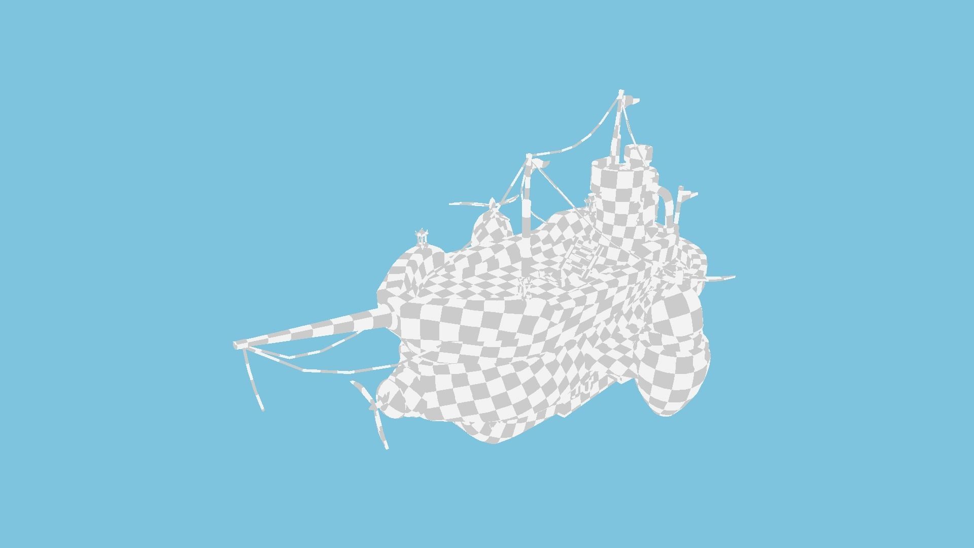 Cartoon Airship 02 - Black Pirate - Low Poly Ship Low-poly 3D model_13