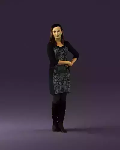 Woman in blackgray dress hand on side 0863