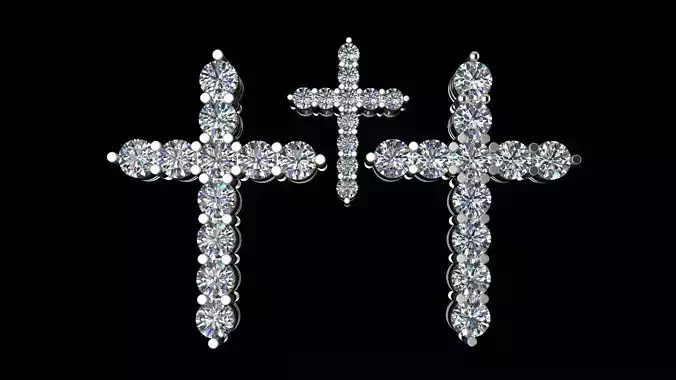 cross-with-diamonds-3d-model-ostl two cross pendants with diamonds